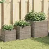 vidaXL Jardinières d'extérieur 3 pcs gris résine tressée