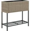 vidaXL Jardinière avec étagère gris résine tressée