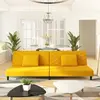 vidaXL Canapé-lit à 2 places avec deux oreillers Jaune Velours