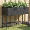 vidaXL Jardinière avec étagère noir résine tressée