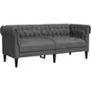 vidaXL Canapé Chesterfield 2 places gris foncé tissu