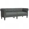 vidaXL Canapé Chesterfield 3 places gris foncé tissu