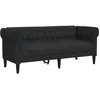 vidaXL Canapé Chesterfield 3 places noir tissu