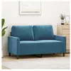 vidaXL Canapé à 2 places Bleu 120 cm Velours