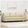 vidaXL Canapé à 3 places Crème 180 cm Tissu