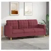 vidaXL Canapé à 3 places Rouge bordeaux 180 cm Tissu