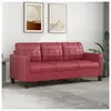 vidaXL Canapé à 3 places Rouge bordeaux 180 cm Similicuir