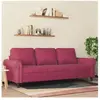 vidaXL Canapé à 3 places Rouge bordeaux 180 cm Velours