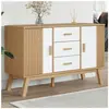 vidaXL Buffet OLDEN blanc et marron 114x43x73,5 cm bois massif de pin
