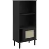 vidaXL Bibliothèque SENJA aspect de rotin noir bois massif de pin