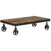 vidaXL Table basse roulettes bois de récupération massif 100x55x26 cm