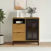 vidaXL Buffet avec porte vitrée FLAM 80x40x80 cm bois massif de pin