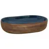 vidaXL Vasque à poser marron et bleu ovale 59x40x14 cm céramique
