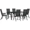 vidaXL Ensemble à manger de jardin 7 pcs noir aluminium