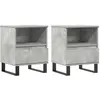 vidaXL Tables de chevet 2 pcs gris béton 40x35x50 cm bois d’ingénierie