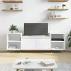 vidaXL Meuble TV Blanc 160x35x55 cm Bois d'ingénierie