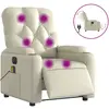 vidaXL Fauteuil de massage inclinable électrique crème similicuir