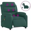 vidaXL Fauteuil de massage inclinable électrique Vert foncé Tissu