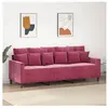 vidaXL Canapé à 3 places Rouge bordeaux 180 cm Velours
