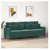 vidaXL Canapé à 3 places Vert foncé 180 cm Velours