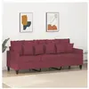 vidaXL Canapé à 3 places Rouge bordeaux 180 cm Tissu