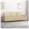 vidaXL Canapé à 3 places Crème 180 cm Tissu