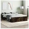 vidaXL Cadre de lit chêne fumé 135x190 cm double