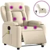 vidaXL Fauteuil inclinable de massage électrique crème tissu