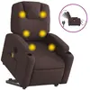 vidaXL Fauteuil inclinable de massage Marron foncé Tissu