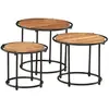 vidaXL Tables gigognes 3 pcs bois massif d'acacia