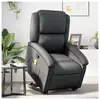 vidaXL Fauteuil inclinable de massage noir cuir véritable