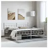 vidaXL Cadre de lit métal avec tête de lit/pied de lit blanc 183x213cm