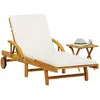 vidaXL Chaise longue avec coussin et table bois d'acacia massif