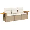 vidaXL Salon de jardin avec coussins 3 pcs beige résine tressée