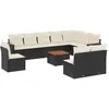 vidaXL Salon de jardin 11 pcs avec coussins noir résine tressée