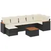 vidaXL Salon de jardin 8 pcs avec coussins noir résine tressée