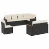 vidaXL Salon de jardin 8 pcs avec coussins noir résine tressée