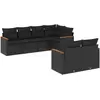 vidaXL Salon de jardin 7 pcs avec coussins noir résine tressée