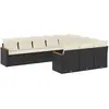 vidaXL Salon de jardin 10 pcs avec coussins noir résine tressée