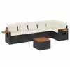 vidaXL Salon de jardin 7 pcs avec coussins noir résine tressée