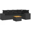 vidaXL Salon de jardin 6 pcs avec coussins noir résine tressée