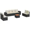vidaXL Salon de jardin 9 pcs avec coussins noir résine tressée