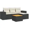 vidaXL Salon de jardin 5 pcs avec coussins noir résine tressée