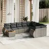 vidaXL Salon de jardin avec coussins 10 pcs gris résine tressée