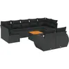vidaXL Salon de jardin 10 pcs avec coussins noir résine tressée