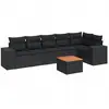 vidaXL Salon de jardin 7 pcs avec coussins noir résine tressée