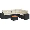 vidaXL Salon de jardin 7 pcs avec coussins noir résine tressée