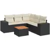 vidaXL Salon de jardin 6 pcs avec coussins noir résine tressée