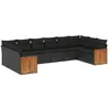 vidaXL Salon de jardin 10 pcs avec coussins noir résine tressée