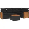 vidaXL Salon de jardin 6 pcs avec coussins noir résine tressée